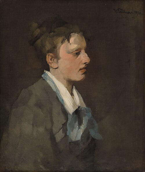 Brüsslerin mit blauer Krawatte, 1874, Wilhelm Trübner