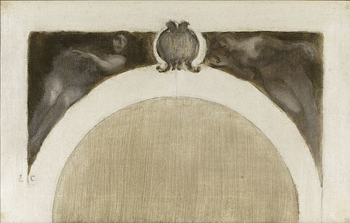 Esquisse pour le salon des Sciences de l'Hôtel de Ville de Paris : Les Mathématiques - La Minéralogi, 1890, Eugène Carrière
