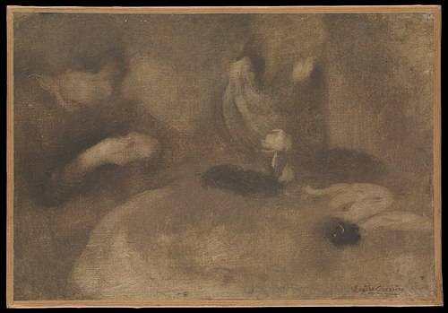 Women Sewing at a Table, 1894, Eugène Carrière