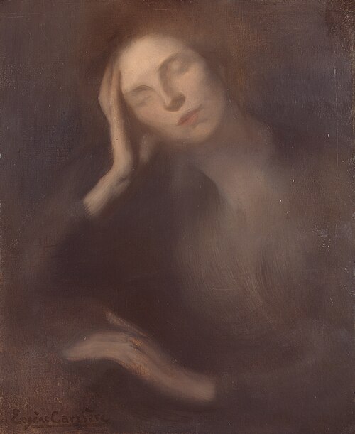 Woman Leaning on a Table, 1890, Eugène Carrière