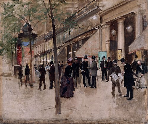Le boulevard Montmartre, devant le théâtre des Variétés, l'après-midi, 1885, Jean Béraud