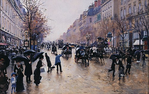 Le boulevard Poissonnière sous la pluie, 1880, Jean Béraud