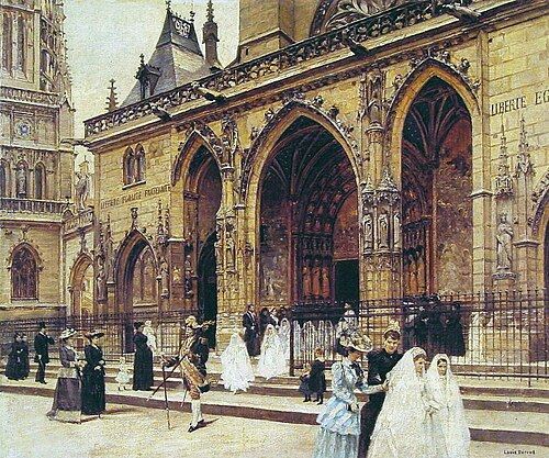 First communion, Paris - Église Saint-Germain-l'Auxerrois, 1935, Jean Béraud