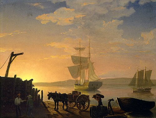 Unloading a Ship, 1850, Fitz Henry Lane