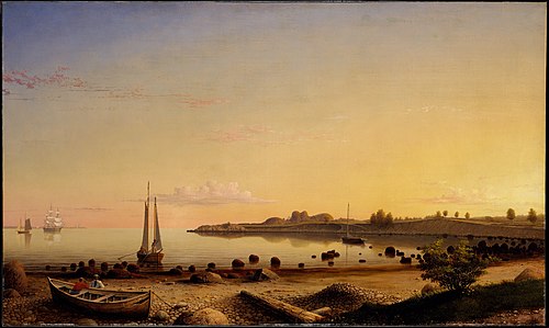 Stage Fort across Gloucester Harbor, 1862, Fitz Henry Lane