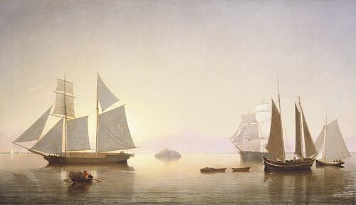Becalmed off Halfway Rock, 1860, Fitz Henry Lane
