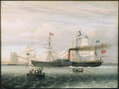 Le Britannia entrant dans le port de Boston, 1848, Fitz Henry Lane