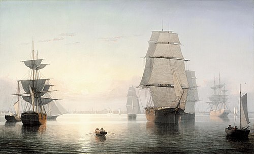 Boston Harbor, Sunset, 1850, Fitz Henry Lane