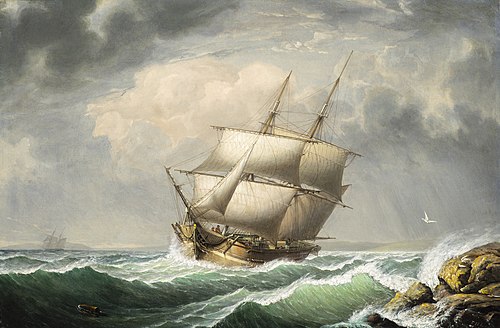 Brig Off the Maine Coast, 1851, Fitz Henry Lane