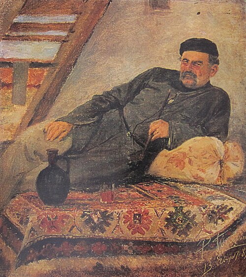 A Kakhetian man with a jar, 1883, Romanoz Gvelesiani