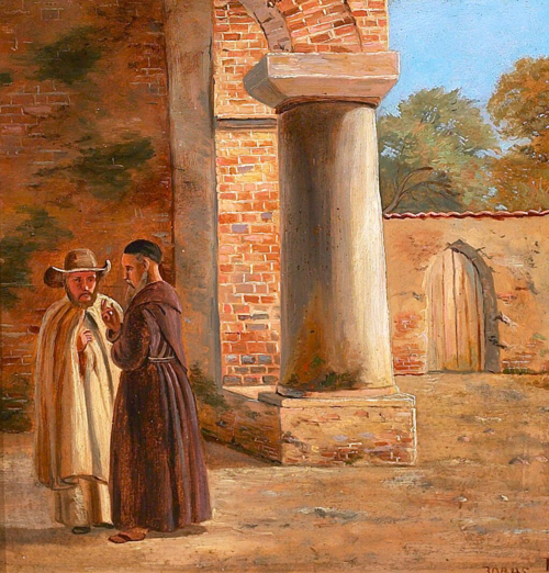 Two monks in the yard., 1845, Elisabeth Jerichau-Baumann