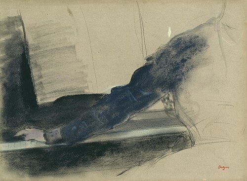 Au piano, étude de bras", 1869, Edgar Degas