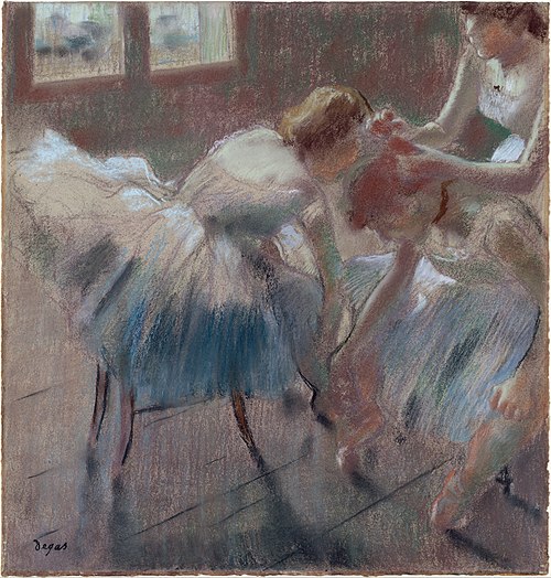 Three Dancers Preparing for Class, 1878, Edgar Degas