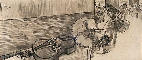 Preparatifs de Ballet (La Contre Basse) (Preparativos de Ballet El Contrabajo), 1887, Edgar Degas