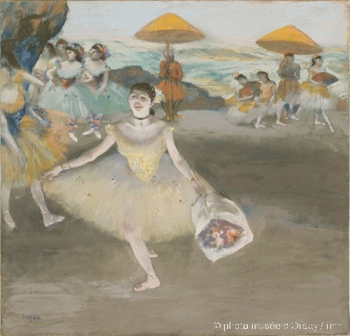 Danseuse au bouquet, saluant sur la scène, 1877, Edgar Degas