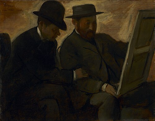 Paul Lafond and Alphonse Cherfils Examining a Painting, 1873, Edgar Degas