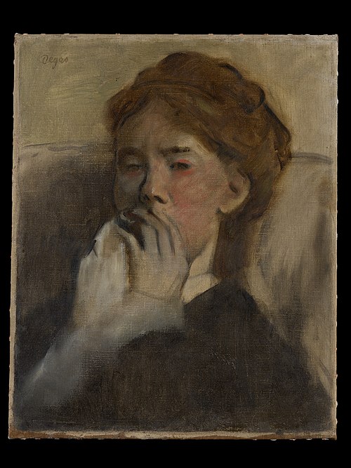 Young Woman with Her Hand over Her Mouth, 1875, Edgar Degas