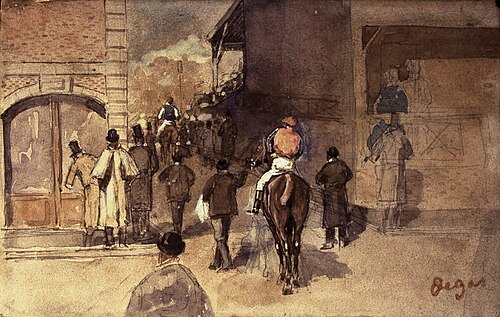Leaving the Paddock, , Edgar Degas
