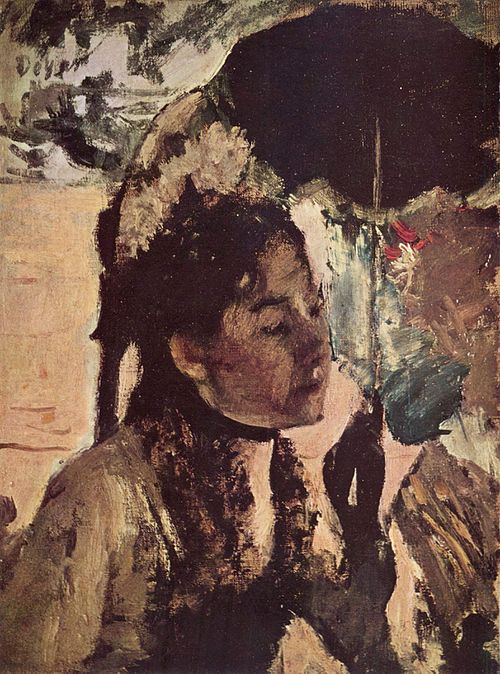 In the Tuileries, Woman with a Parasol, 1880, Edgar Degas