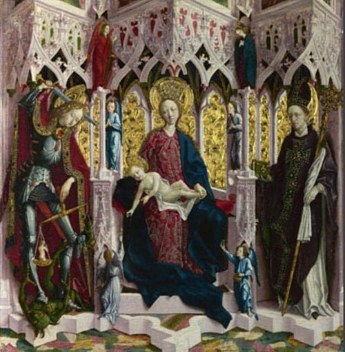 The Virgin and Child Enthroned with Angels and Saints, 1475, Michael Pacher