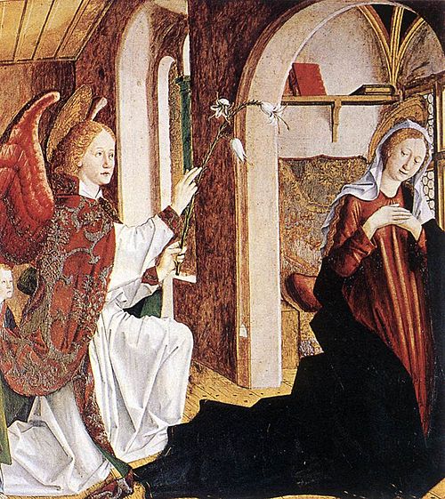 Laurentius-Altar: Verkündigung an Maria, 1467, Michael Pacher
