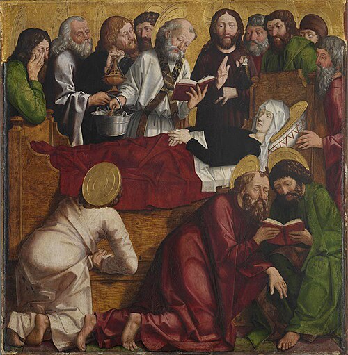 Laurentius-Altar: Der Tod Mariae, 1462, Michael Pacher