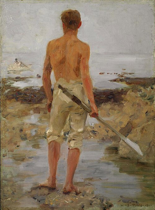 A boy with an oar, 1910, Henry Scott Tuke