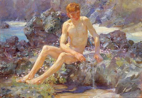 Nu sur les rochers, 1927, Henry Scott Tuke