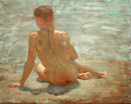 Sketch of a Nude Youth (study for 'Morning Splendour') (recto), 1921, Henry Scott Tuke