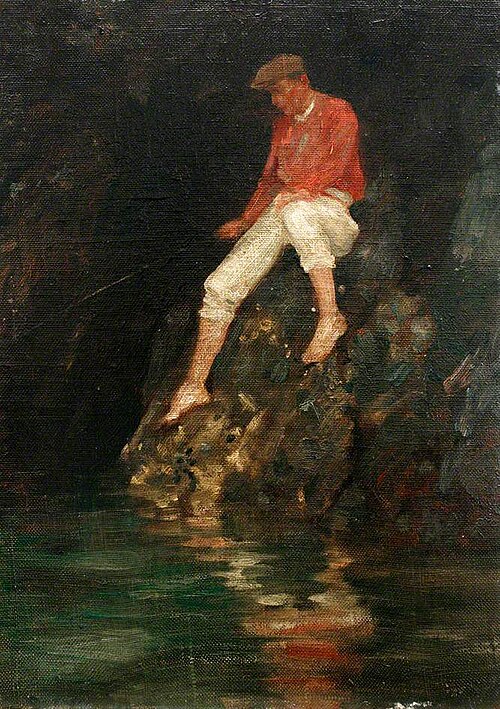 Boy Fishing on Rocks, , Henry Scott Tuke