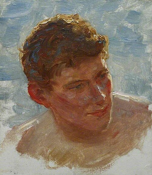 Head of T .C. Tiddy (study for 'Midsummer Morning'), 1907, Henry Scott Tuke