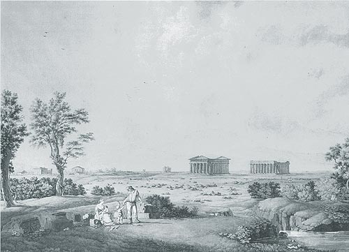 The Temples in Paestum, 1787, Christoph Heinrich Kniep