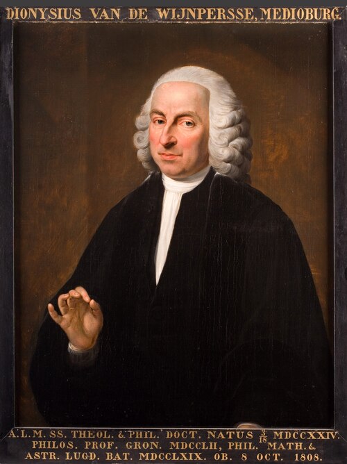 Portret van Dionysius van de Wijnpersse, hoogleraar Wijsbegeerte, Wis- en Sterrenkunde te Leiden, 1787, Jean Humbert de Superville