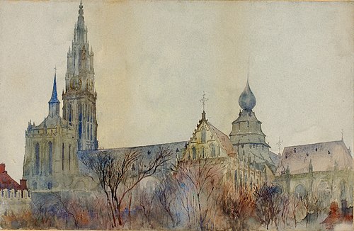 Antwerp Cathedral, 1899, Cass Gilbert
