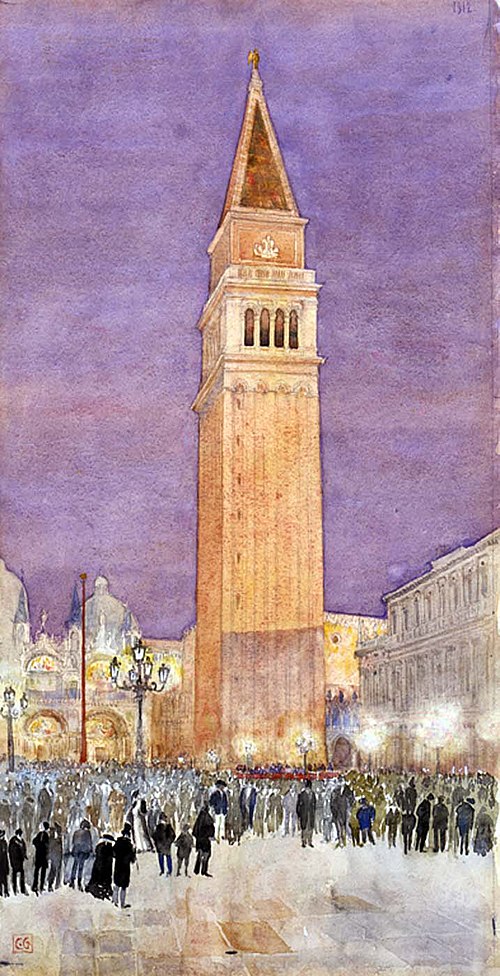 Bell Tower, St. Mark's Square, Venice, 1912, Cass Gilbert