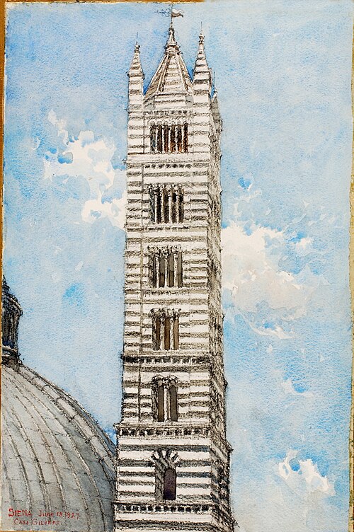 Cathedral Tower, Siena, 1927, Cass Gilbert