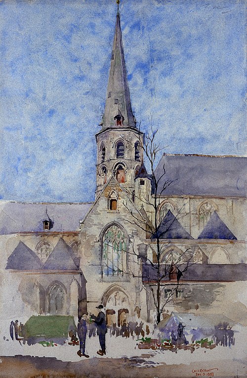 A Market Day (Church of St. Jacques, Ghent, Belgium), 1897, Cass Gilbert