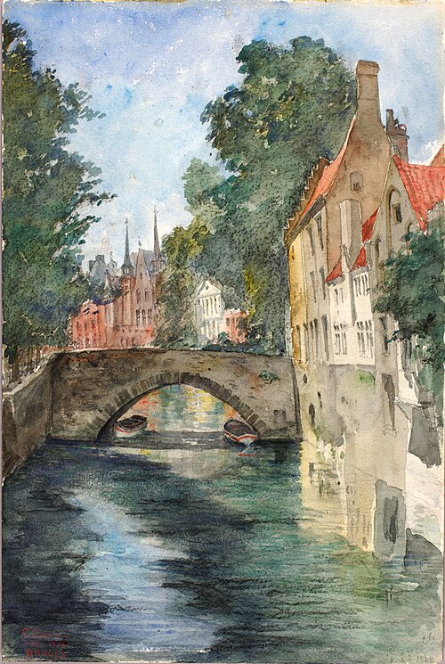 On the Canal, Bruges, 1928, Cass Gilbert