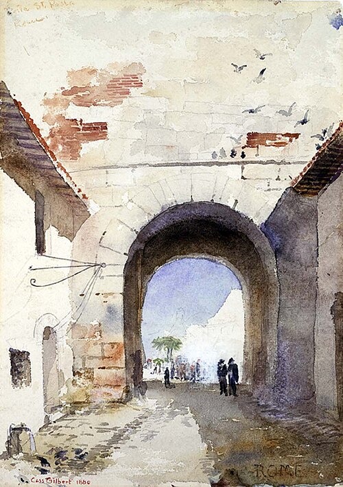 Porta San Paulo, Rome, 1880, Cass Gilbert