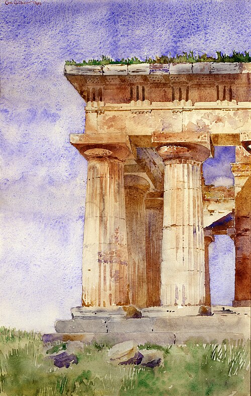 Temple of Neptune, Paestum, 1898, Cass Gilbert