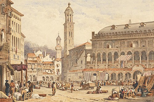 Piazza Salone, Padua, 1836, George Franklin Atkinson