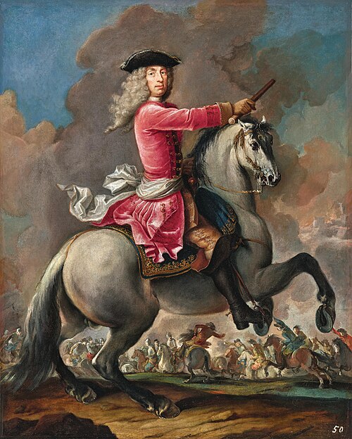 An equestrian portrait of Field Marshal Count Johann Matthias von der Schulenburg (1661–1747), 1736, Bartolomeo Nazari