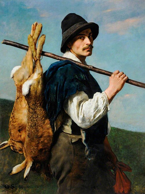 Man and Hares, 1880, Otto Scholderer