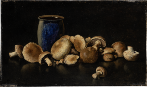 Still Life with Blue Vase and Mushrooms, 1891, Otto Scholderer