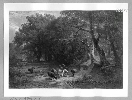 Waldlandschaft mit Rinderherde, 1850, Eduard Schleich