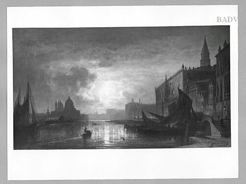 Moon-light at the River in Venice, 1850, Eduard Schleich