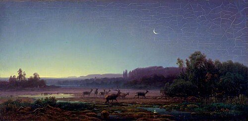 Deer at Dawn, near Munich, 1850, Eduard Schleich
