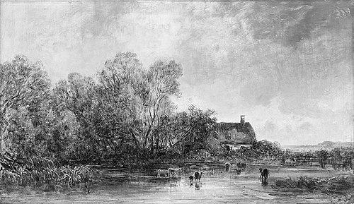 Dorfpartie bei Pasing, 1870, Eduard Schleich