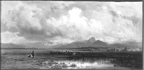 Vorgebirgslandschaft am Abend, 1865, Eduard Schleich