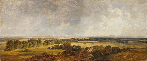 Blick vom Karlsberg bei Dachau gegen das Gebirge, 1860, Eduard Schleich